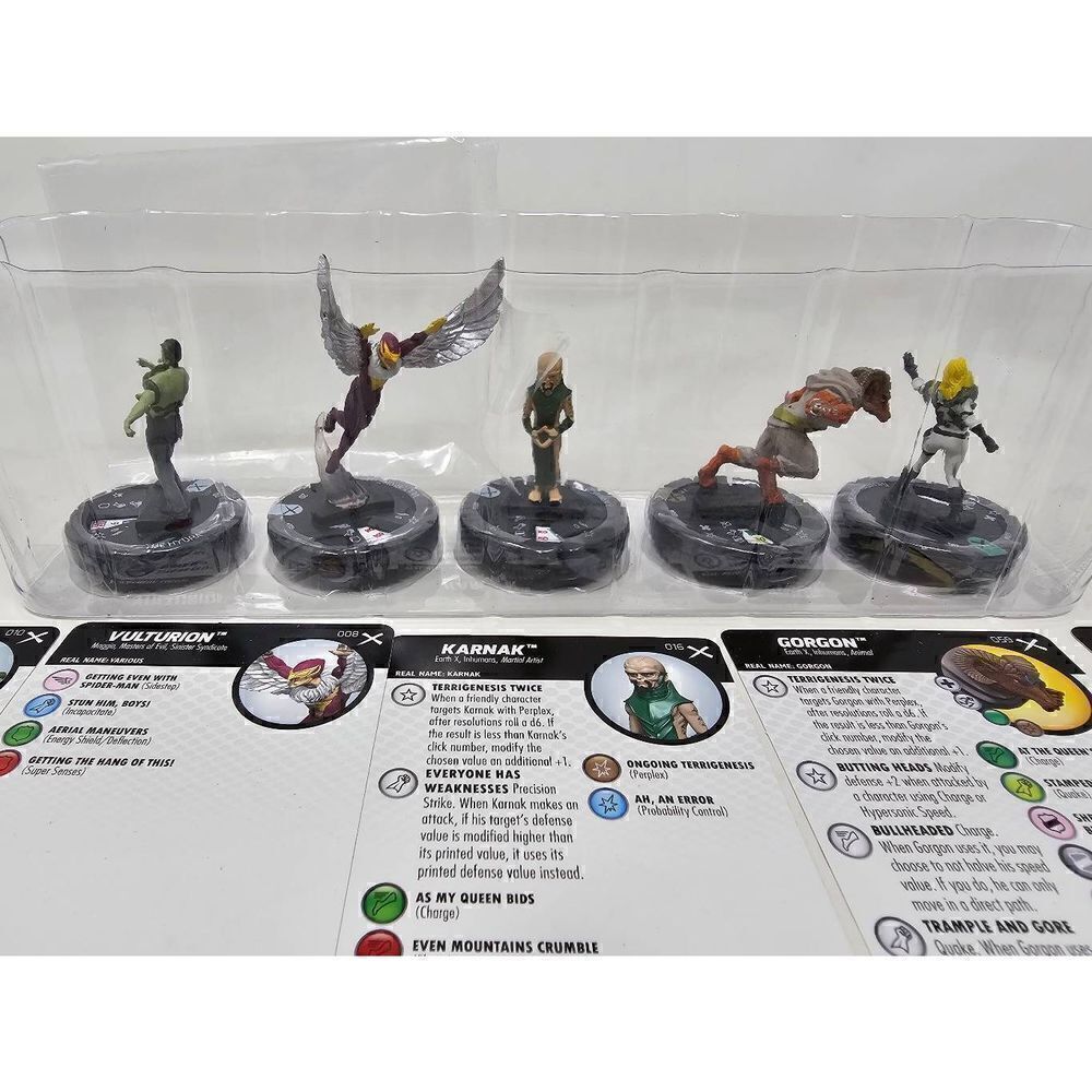 MARVEL HEROCLIX EARTH X BOOSTER PACK OPEN BOX W/ ALL CARDS KARNAK GORGON 5 PIECE